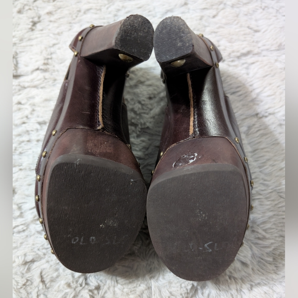 Ugg Celestina Brown Leather Platform Heels Women's Size 7.5 - Picture 8 of 11